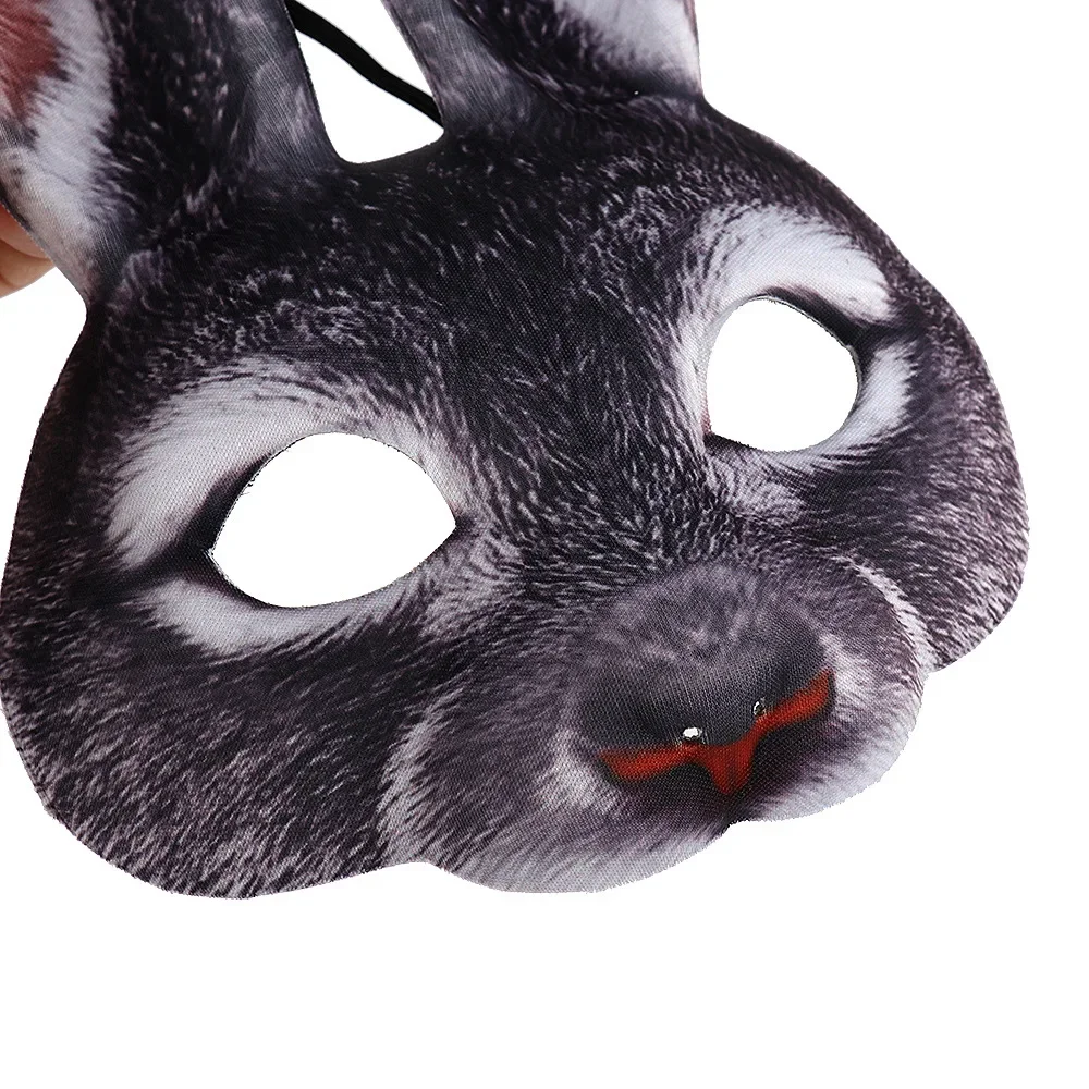 Realistische Kaninchenmaske Maskerade Frohe Ostern Kostüm Requisiten 3D Tier Halbgesichtsmaske für Erwachsene Cosplay Halloween Dekoration Zubehör – Detail 9