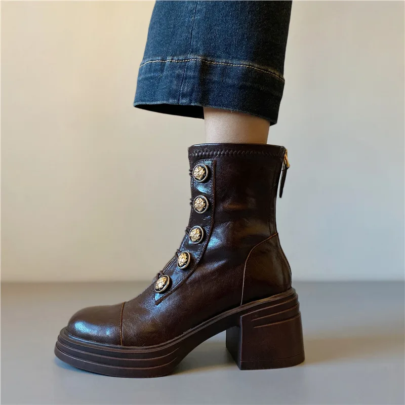 

Новые короткие ботинки, осень/зима 2023, короткие женские ботинки на высоком каблуке на толстой подошве, женские ботинки на мягкой подошве с застежкой-молнией сзади