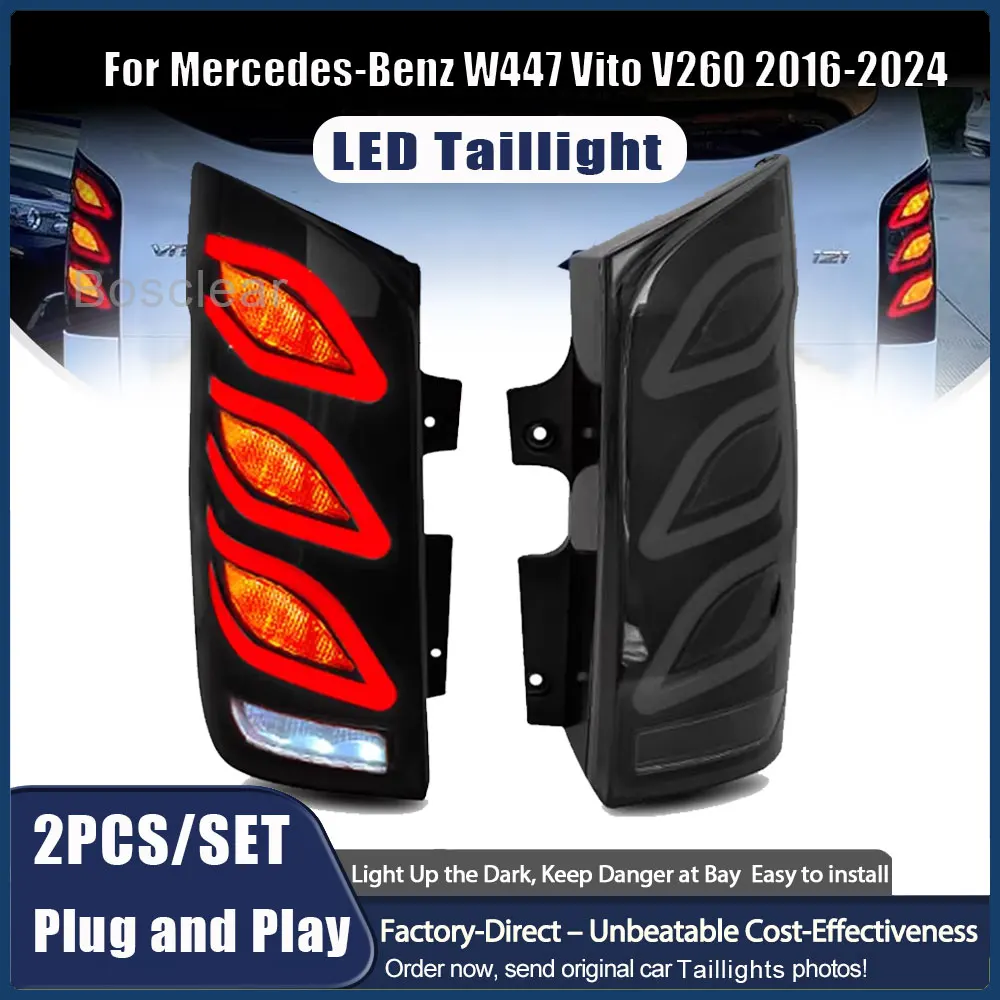 

Светодиодные задние фонари для Mercedes-Benz Vito V260 2016-2023 DRL, противотуманные фары заднего хода, поворотный сигнал Plug and Play, задний фонарь в сборе