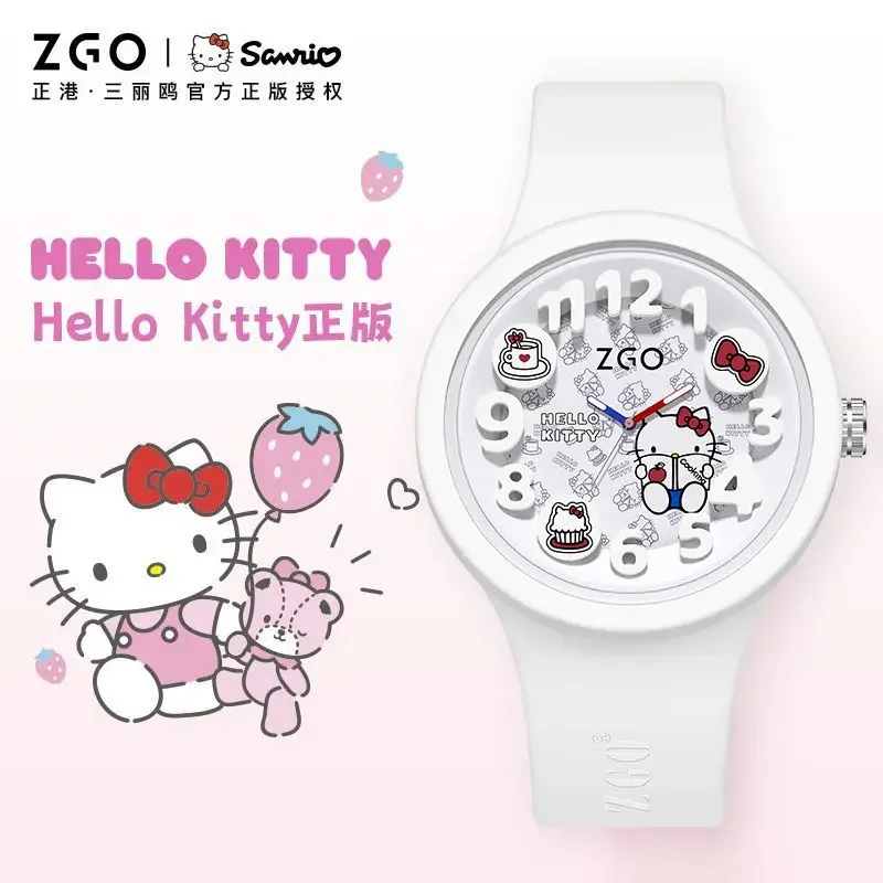 ZGO Sanrio Series Hellokitty reloj de cuarzo electrónico para niños, relojes para niñas, brillo nocturno, resistente al agua, regalos