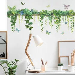 1pcs Green Plant Leaves Butterfly Study Living Room Wall Beautification Decorative Wall Stickers One Piece  Wall Sticker Bedroom