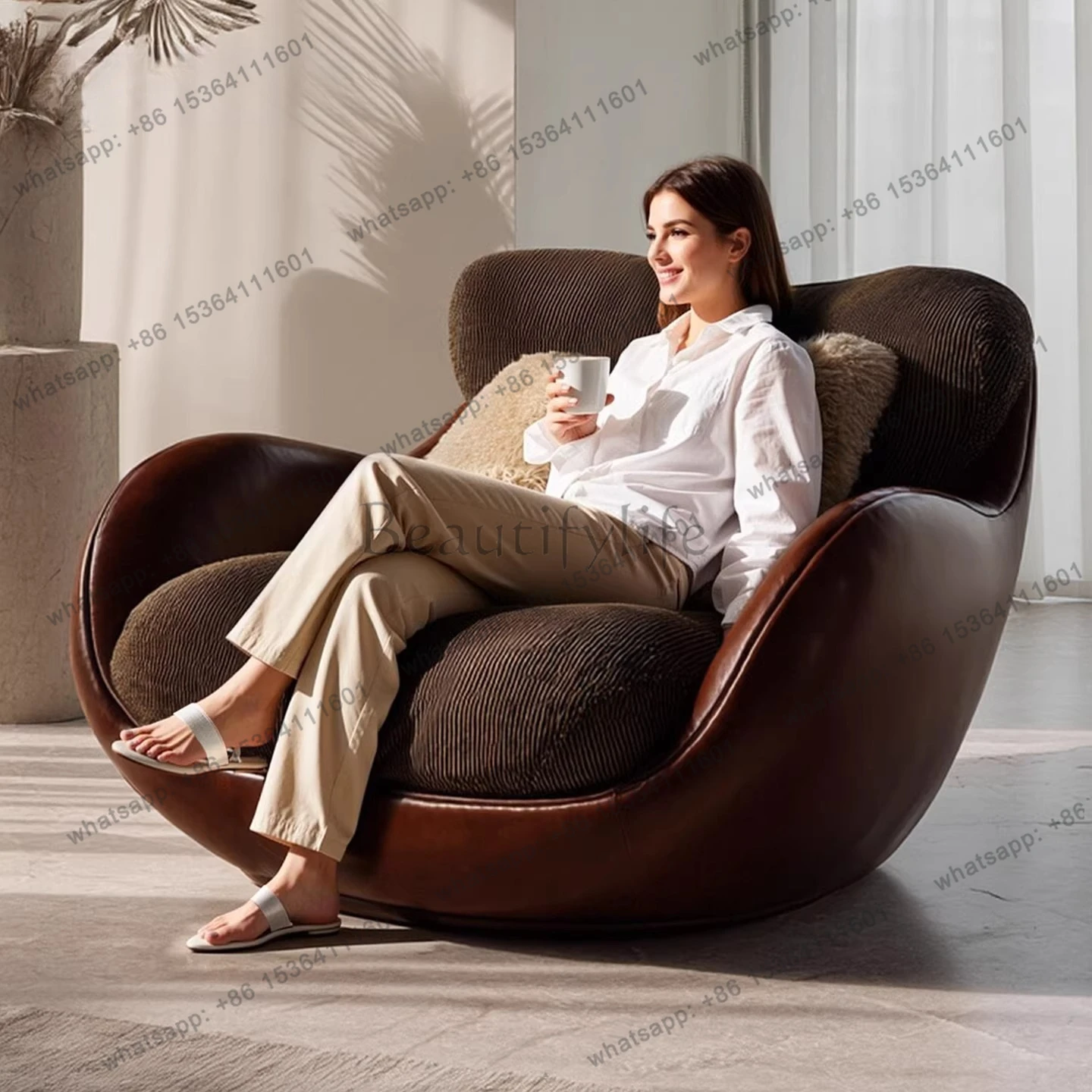 

Italian light luxury single sofa leisure chair Nordic modern home living room lazy sofa chair