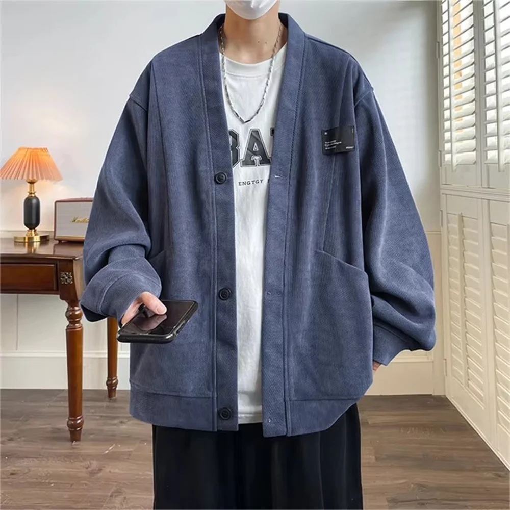 

Streetwear Men‘s Sweater Japan Style Plus Size 7XL Man Sweatercoat Fashion Loose Tops Casual Single Breasted Clothes