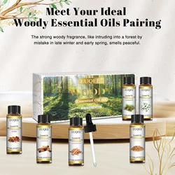 EUQEE Woody Essential Oils Set for Aromatherapy Diffuser-10ml Eucalyptus, Cedarwood, Sandalwood, Frankincense, Cinnamon,Myrrh