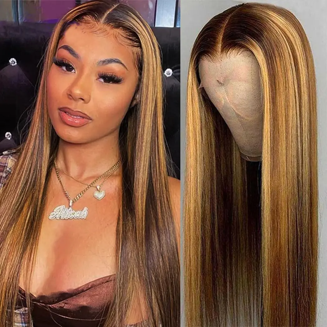 40 بوصة تسليط الضوء على 4/27 مستقيم 13x6 الدانتيل الباروكة الأمامية شعر الإنسان 200 الكثافة البرازيلي الشعر البشري قبل قطعها الملونة الدانتيل الباروكات