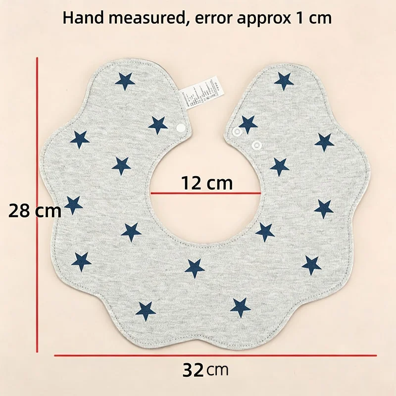 3 Layers Of Cotton Reversible Baby Bibs 32CM Soft Cotton Flower Shape Drool Bib Double‑Sided Wearable Saliva Bib For Newborn