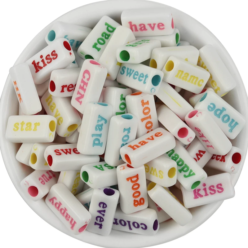 38-50 Stück/Lot Rechteckige Buchstabenperlen Acrylperlen Quadratische Lose Abstandsperlen für Schmuckherstellung Handgemachtes Armband Halskette – Detail 8
