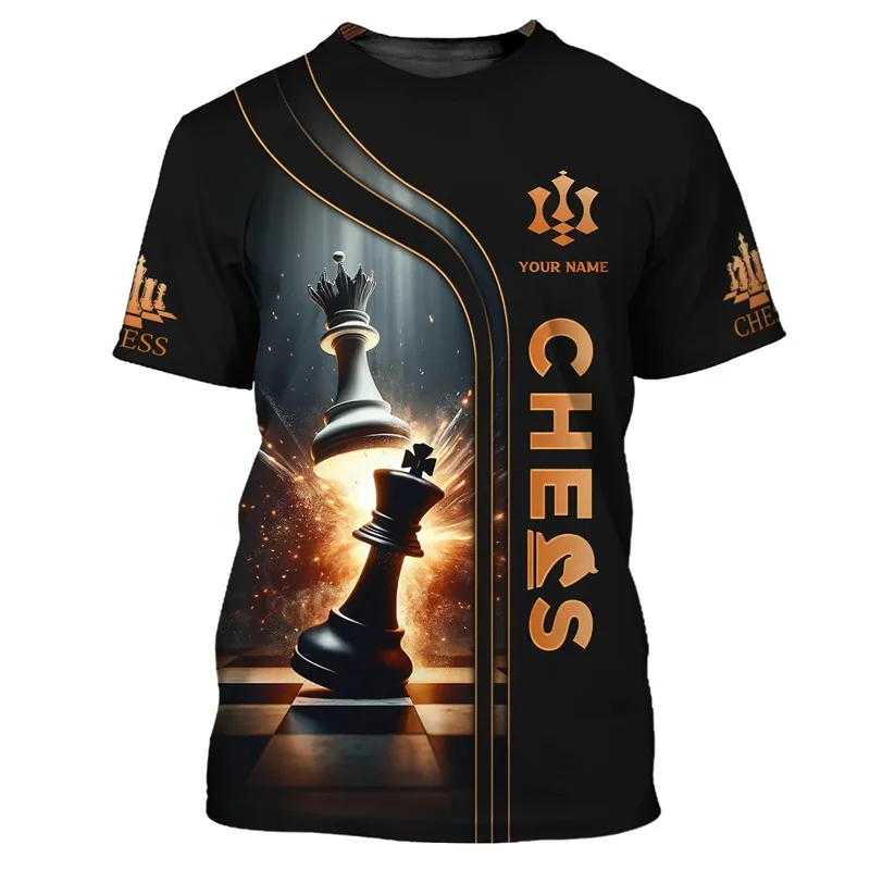 

Cool Chess Pattern T Shirt For Men Customized 3D Printed T-Shirts Summer Fashion Round Neck Street Oversized Short Sleeve Tees
