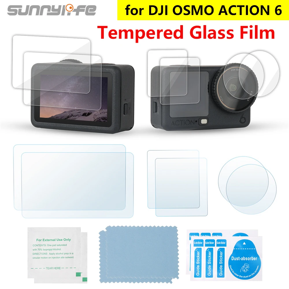 

Sunnylife Tempered Glass Flim for DJI OSMO Action 6 Screen Protector Anti-Scratch Lens Film Protective Film Camera Accessories