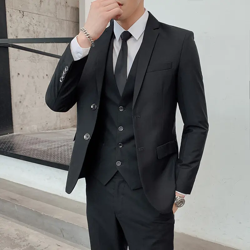 

2026 New Men's Fashion Gentleman Business Banquet Korean-style Formal Leisure Wedding Two-piece Suit (Jacket + Pants)