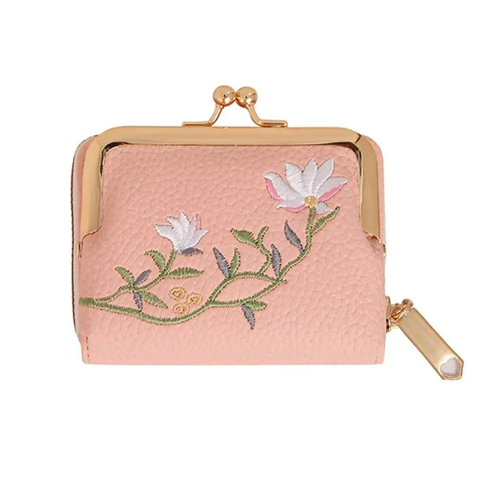 

New Embroidery Pattern Coin Card Holder Zipper Multi-Slot Ladies Wallet Portable Mini Clutch Bag Gift