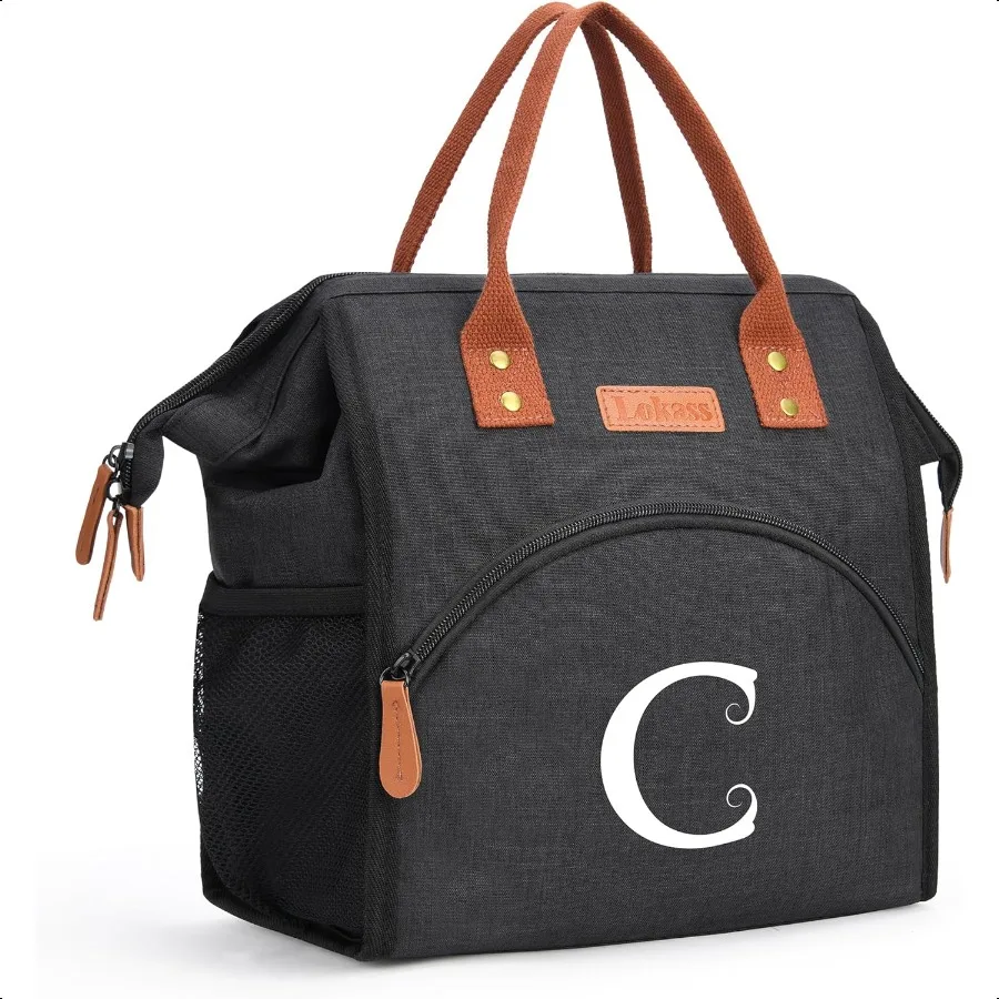 

Personalized Lunch Box for Women Initial Reusable Insulated Lunch Bag WideOpen Adult Lunchbox Cooler Lunchbag Snack Organizer I