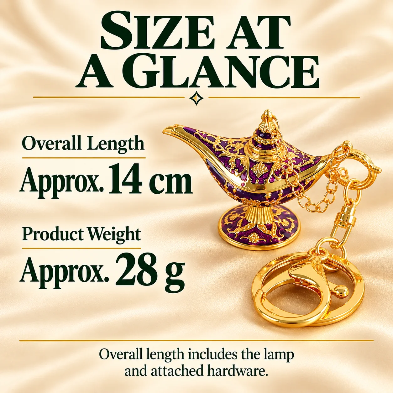 Aladdin Magic Lamp Keychain Vintage Enamel Metal Key Ring with Lobster Clasp, Bag Charm Gift