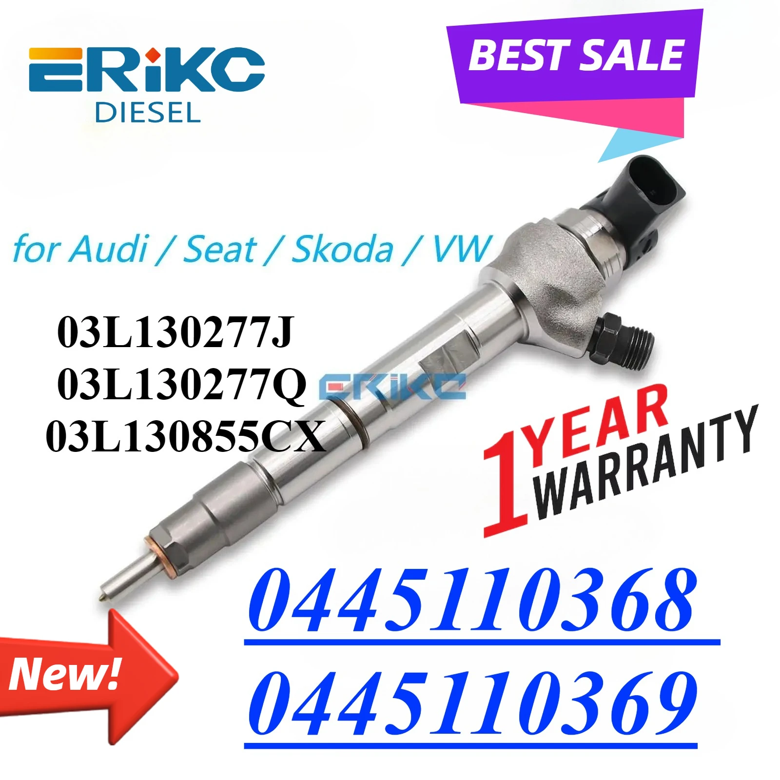 

0445110368 Engine Injector 0445110369 Diesel Nozzle 03L130277J 03L130855CX for VW Amarok Audi Skoda Seat 2.0 03L130277Q