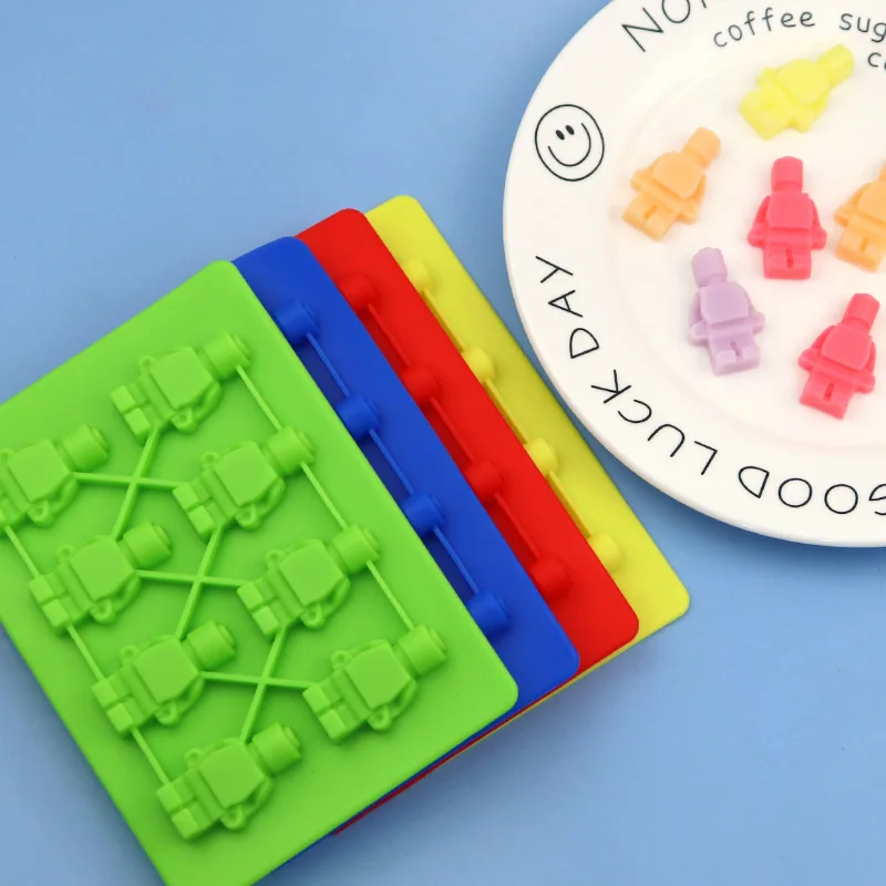 8 Building Block Series Silicone Robot Chocolate Mould, Self-made Ice Grid Mold DIY Household XG086