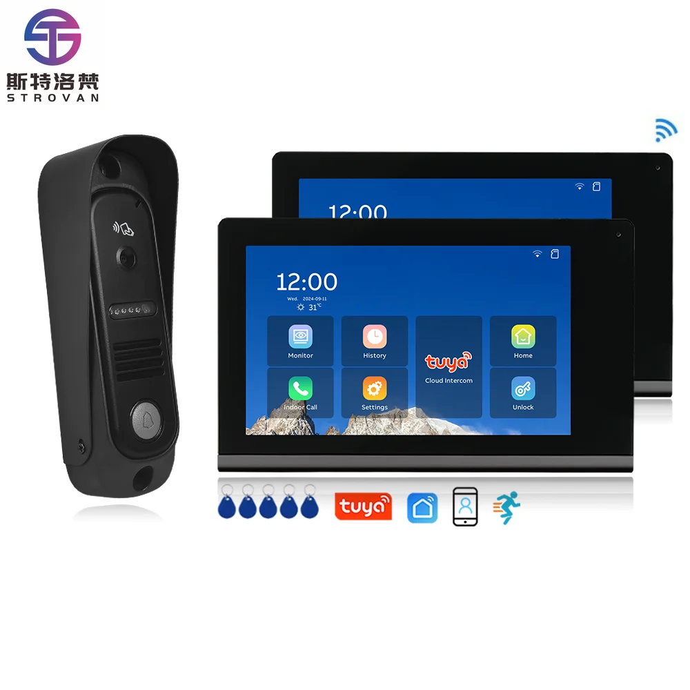 

WIFI Video Intercom System with Night Vision Support Remote Unlock Dual-Way Intercom 7 Inch Video Doorbell for Villa