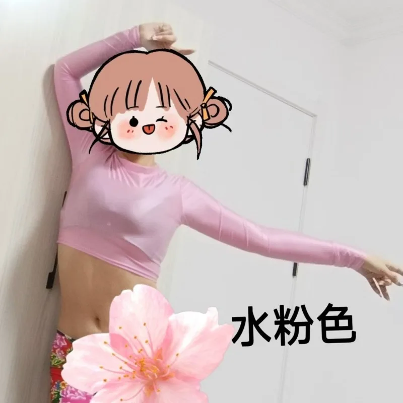 Haut court moulant à manches longues, brillant, coupe cintrée, couleur unie, mode coréenne, Sexy, serré, côtelé, Streetwear, fête décontractée