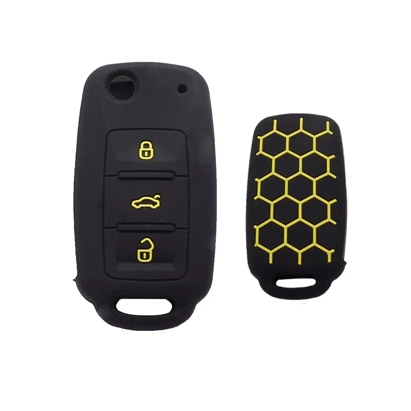 Xinyuexin 3 Buttons Silicone Car Key Case Fob For VW Passat Polo Golf Touran Bora Smart Key Shell Protector Holder