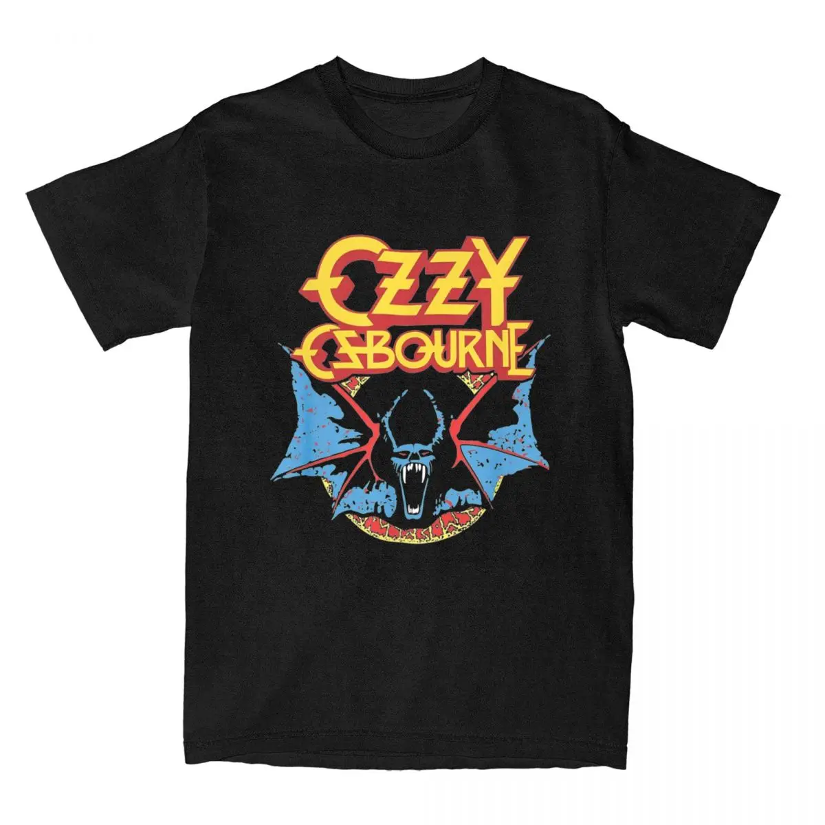 Retro Bat Rock Crazy Ozzy Osbourne Metal Band Shirt Merchandise for Men Women Pure Cotton Novelty Tees Short Sleeve Clothes