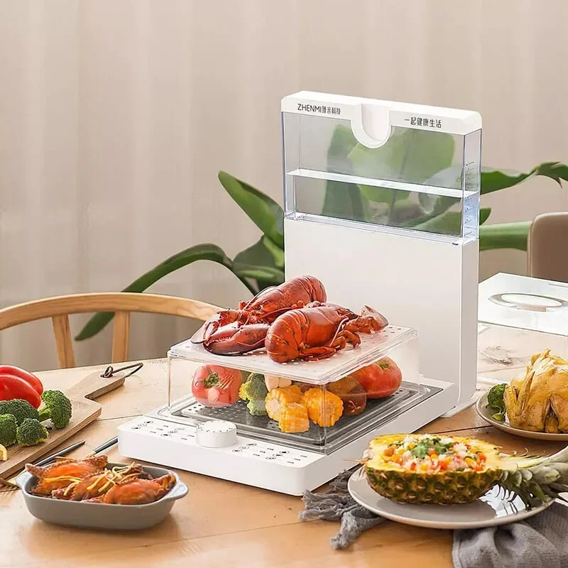 ZHENMI three layers Folding electric steamer multi-function household automatic transparent cooking machine with large capacity