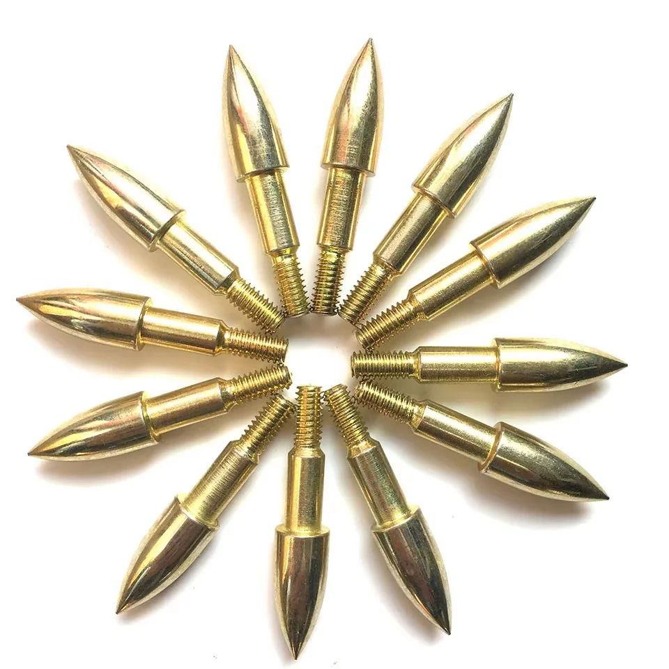 12/24 Stück 75 Grain 100 Grain ID 6,2 mm Golden Bullet Pfeilspitze Zielpunkt Pfeilspitze mit Schrauben Bogenschießen Austauschbarer Kopf