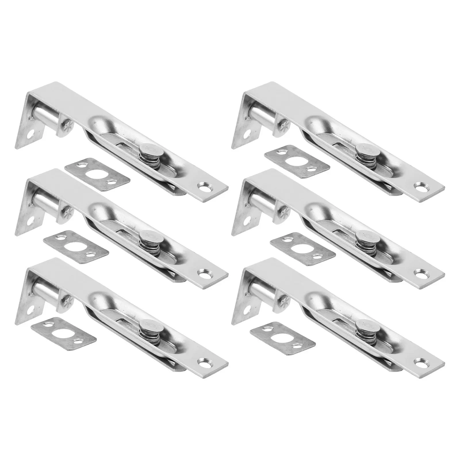 6Pcs Fireproof Door Flush Bolts Stainless Steel Concealed Security Latch Flush Bolt Lock 10.3cm for Composite Wood Double Dummy