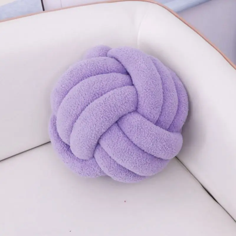 

Solid Color Plush Pillow Knot Round Shaped Throw Pillow Sofa Waist Back Cushion Living Room Spherical Cushion Home Decoration