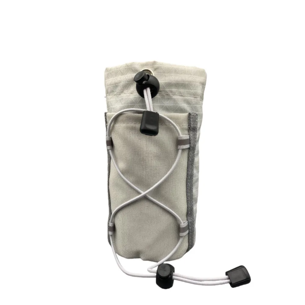 

Large Capacity Backpack Strap Pouch Portable Drawstring Water Bottle Holder Wear-resistant Mesh Bottom Storage Expansion Bag
