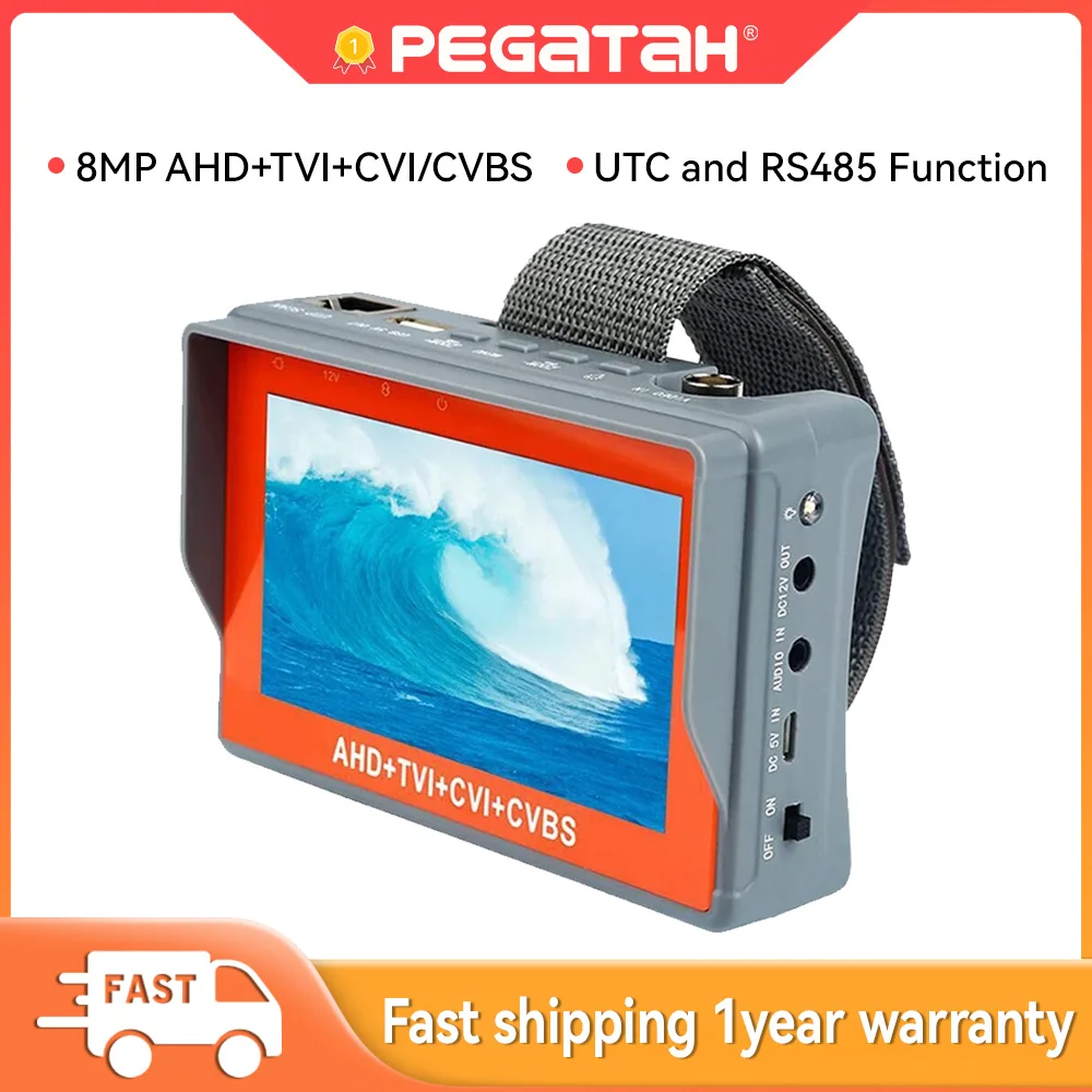 

Тестер видеонаблюдения Bezsecure 4 в 1, 5-дюймовый монитор для камер, тестер аналоговых камер 4K AHD/CVI/TVI CVBS с входами HDMI и VGA, тестирование кабелей UTP