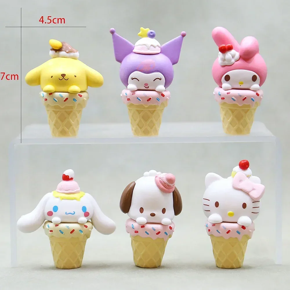 

Фигурка «Hello Kitty» Sanrio, 7 см, аниме «Моя Мелодия», кавайный Коричный курол, кошка, мороженое, подарки, игрушки, украшение для детей
