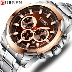 CURREN New Luxury Men Auto Date Wristwatch Stainless Steel Waterproof Watch Top Brand Sapphire Glass Men Watches reloj hombre