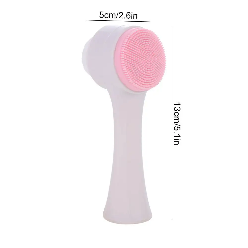 Double Sided Silica Gel Facial Brush Silicone Soft Facial Cleanse Brush Blackhead Remover Cute Exfoliating Facial Brush