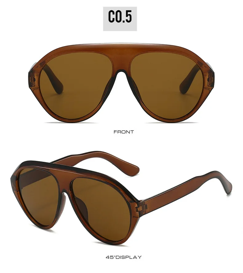 Retro Große PC-Rahmen-Sonnenbrille für Damen, runde Piloten-Sonnenbrille in Schwarz mit Farbverlauf, coole Herren-Sonnenbrille, einteilige Designer-Sonnenbrille – Detail 22
