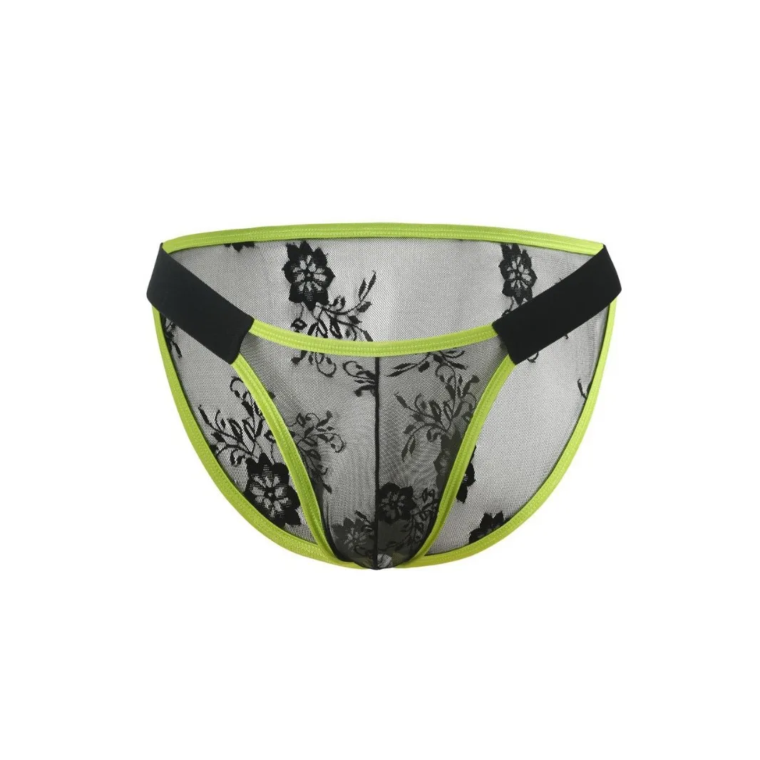 Men's Lace Triangle Panties Low Waist Large Pocket Perspective Mesh Boys' Panties Men's Triangle Shorts Men's