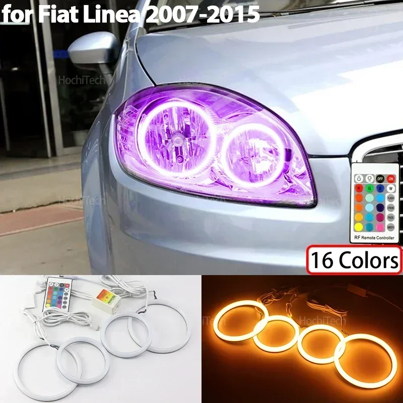 

For Fiat Linea 2007-2015 16-Color RGB Cotton Light Rings Led Angel Eyes Car Headlight Accessories Daytime Running Lights