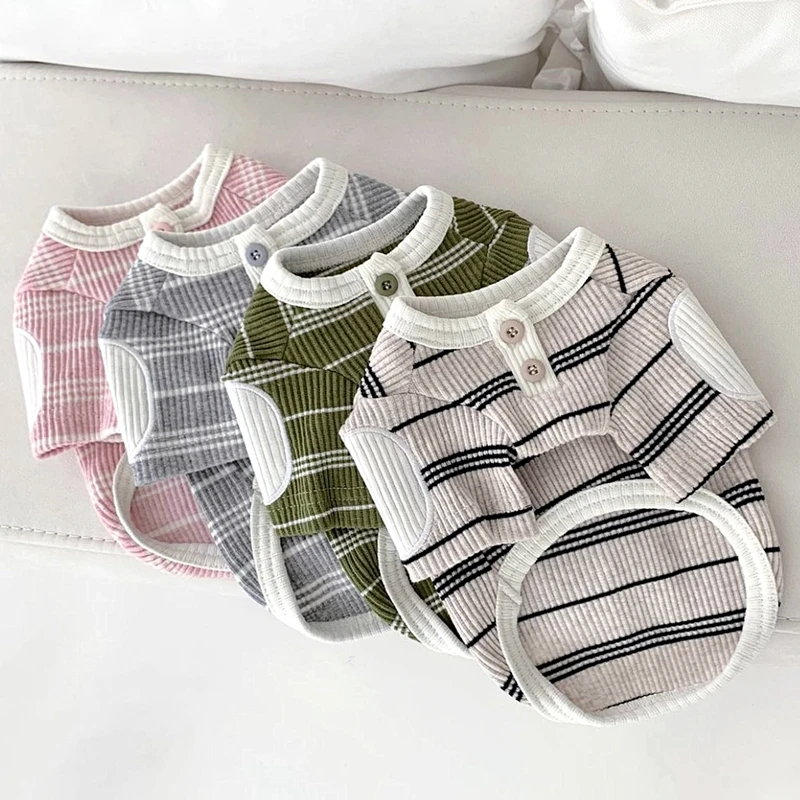 Teddy Bottoming Shirt Yorkshire Warm Winter Clothing Marcus Striped Tank Top Soft Pullover Classic Dog Clothes