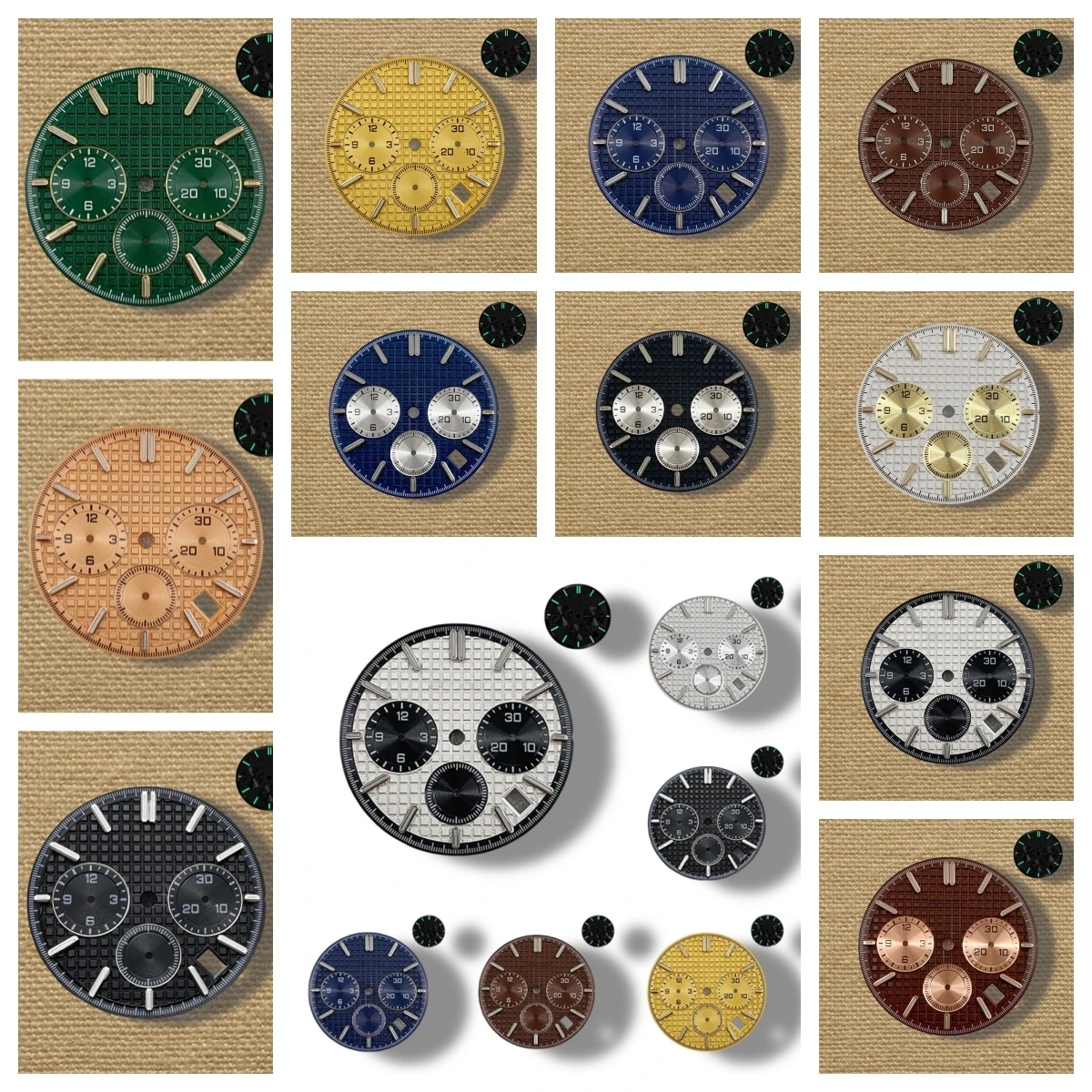 

31.8mm S Logo Panda Three Eyes Dial Fit VK63 Movement Green Luminous High-Quality Dial Watch Modification Accessories