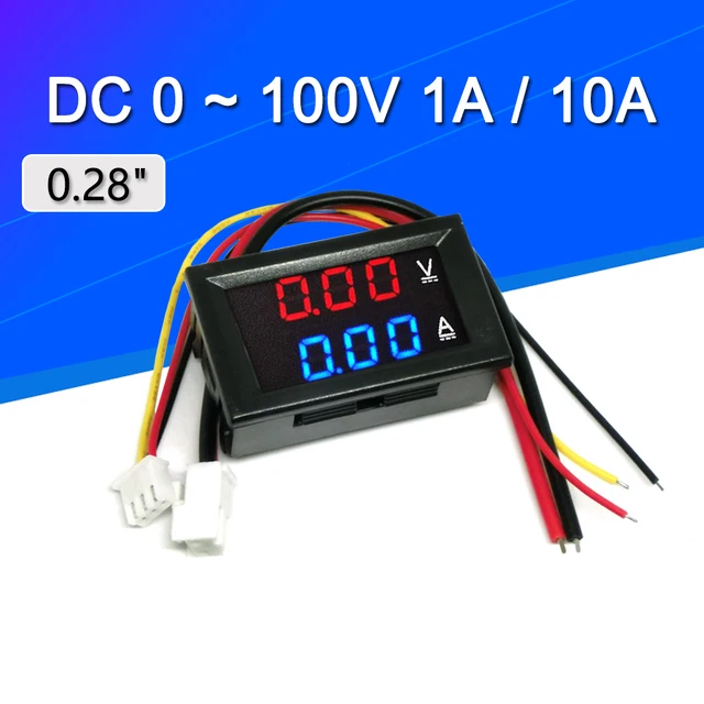 Mini woltomierz cyfrowy Amperomierz DC 100V 10A Panel Amp Volt Miernik napięcia Tester Detektor 0.56" Podwójny wyświetlacz LED Auto Car