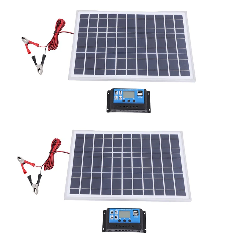 

AT29-2X 30W 12V Solar Panel Battery Charger+40A Controller For RV Car Boat Home Camping