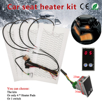 New Built-in Car Seat Heater Kit Fit 2 Seats Universal DC 12V Carbon Fiber Heating Pads 5-Levels Switch System For Auto Seats