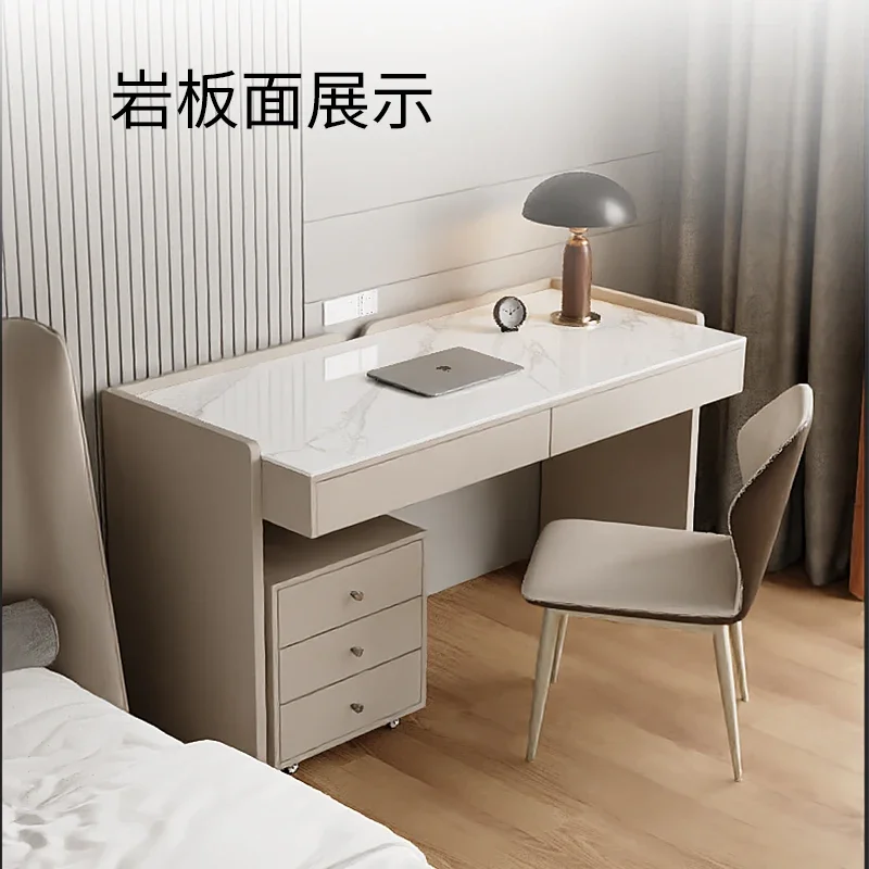 

Italian minimalist desk light luxury modern bedroom home rock slab study table bedside table computer table dresser integrated