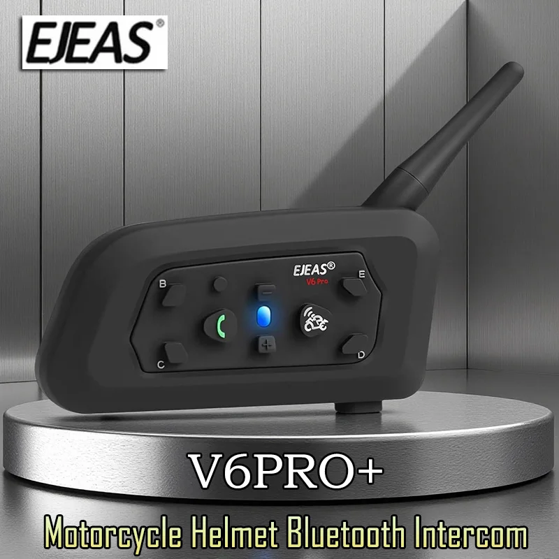 

EJEAS V6 Pro+ Мотоциклетный шлем Bluetooth 5.1 Гарнитура Домофон Коммуникация 2-сторонний 6 гонщиков 800 м IP67 для катания на мотоциклах и лыжах