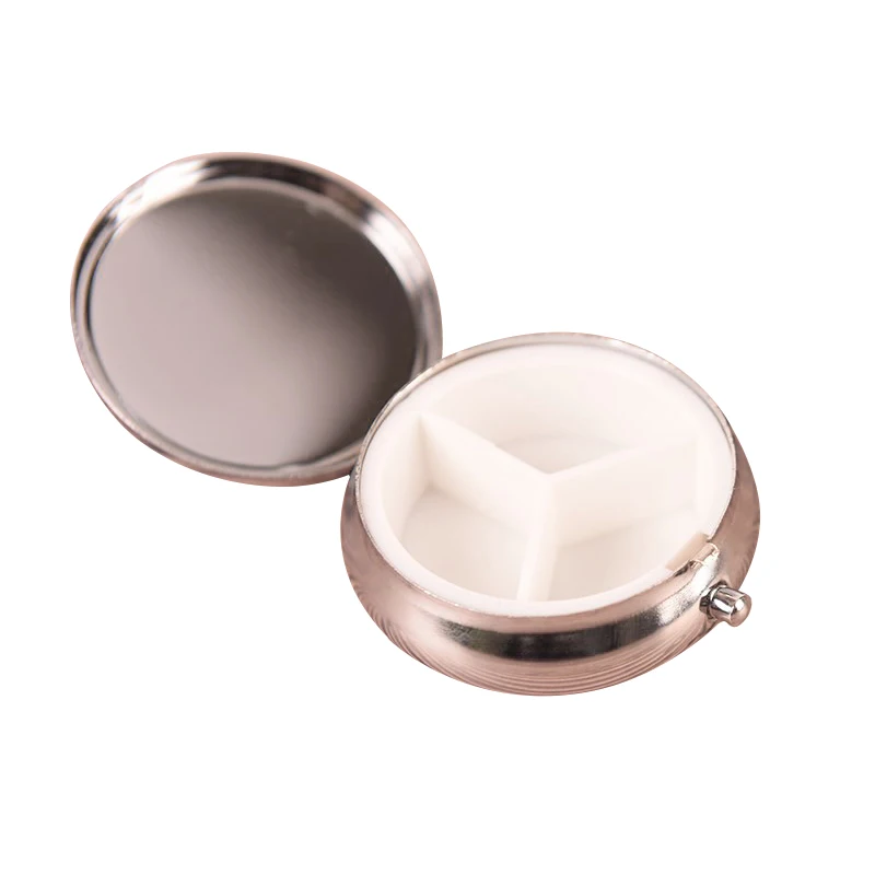 Folding Pill Case Portable Pill Box Makeup Storage Container Metal Pill Cutter Medicine Organizer