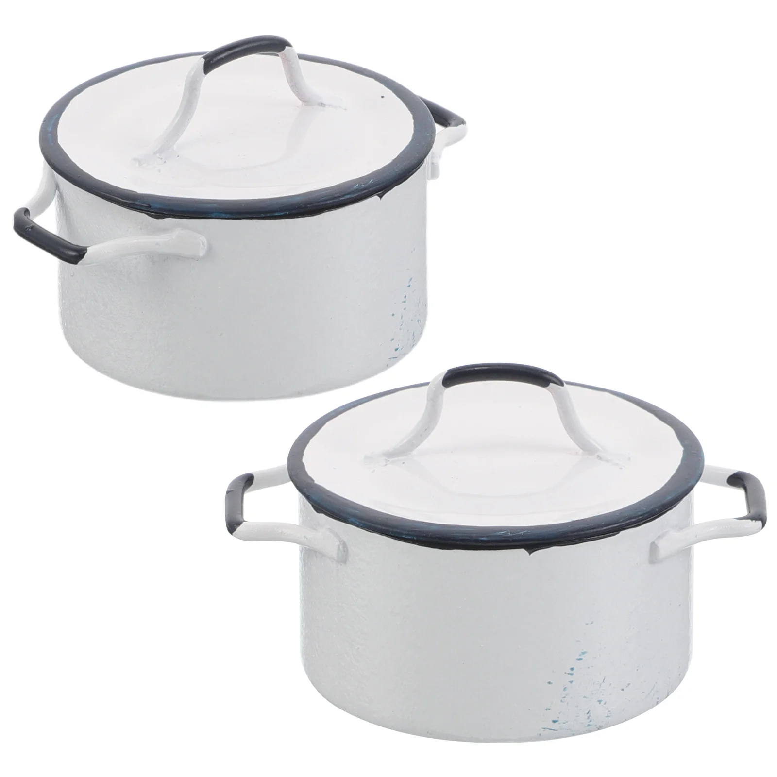 2 Stuks Decoratieve Miniatuur Potten 1:12 Schaal Wit Met Blauwe Rand Saus Pot Voor Mini Huis Accessoires Keuken Mini Simulators