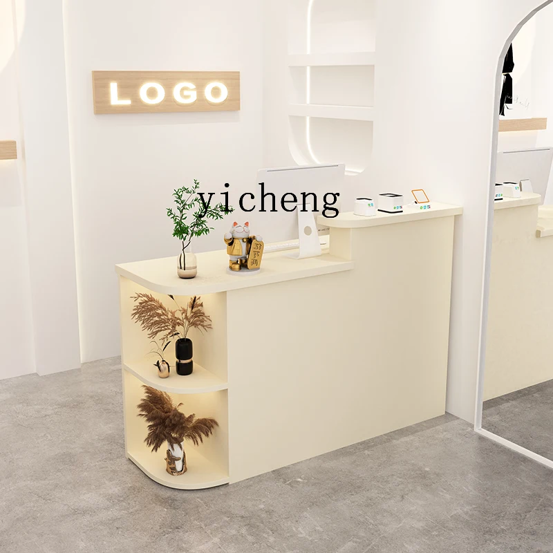 TQH clothing store bar counter small checkout page manicure and beauty shop front desk reception desk cream wind arc bar table