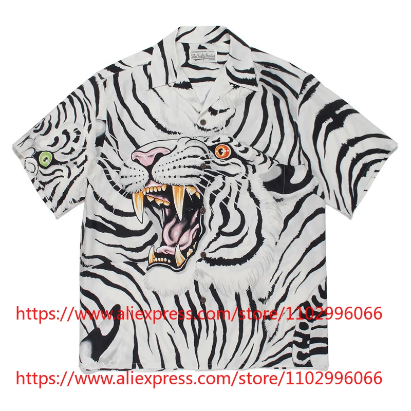 

Fashion New WACKO MARIA Tiger Print Hawaiian Shirt, Short Sleeve Button Up Streetwear Casual Top Fast Delivery