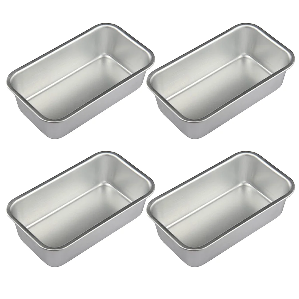 

4pcs Non-stick Baking Plate Tray Toast Mould Household Baking Gadget Bread Baking Tray for Home Kitchen Restaurant (Silver)