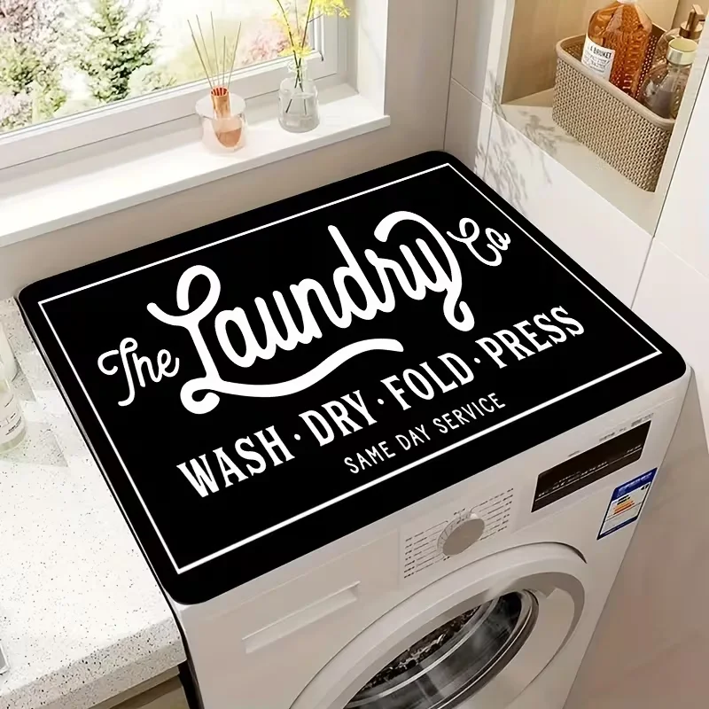 Stylish Laundry Pattern Washer Dryer Mat Absorbent Heat Resi
