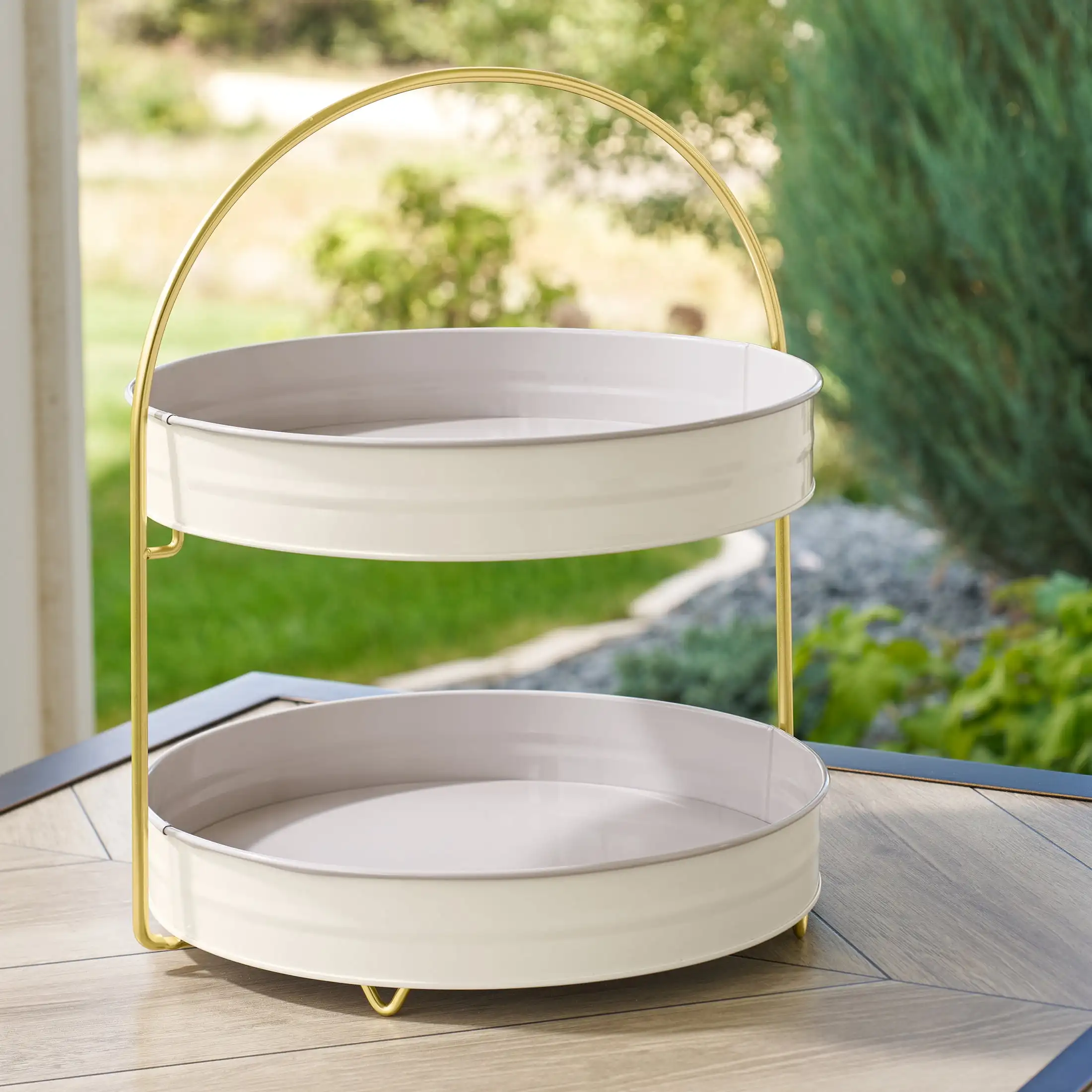 

2-Tone 2-Tier Serving Tray Stand - Grey