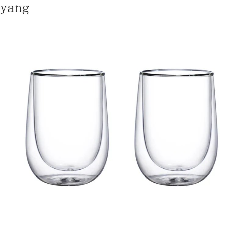 LMM double wall glass cup 2 pcs high borosilicate heat-resistant coffee drop-proof water cup